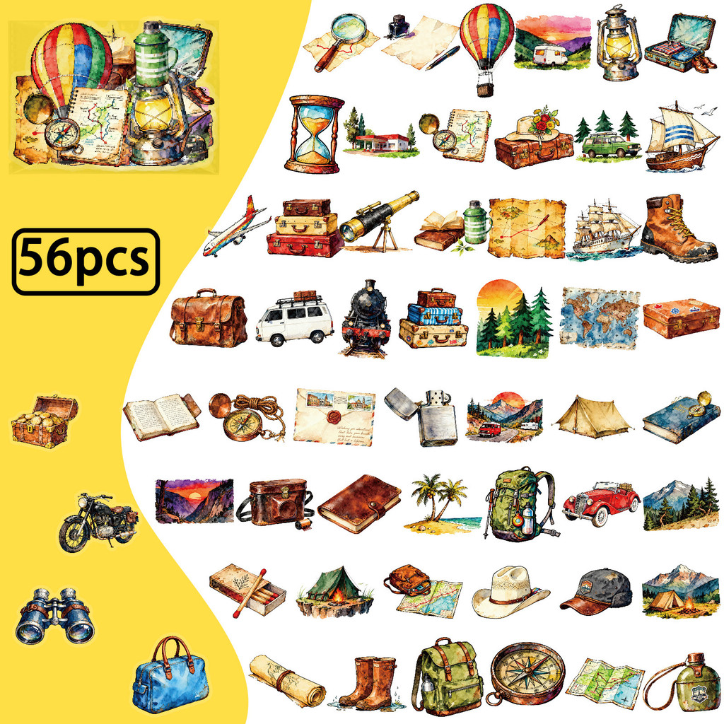 Outdoor Adventure Stores - 56 قطعة ملصقات PET للسفر والأنشطة