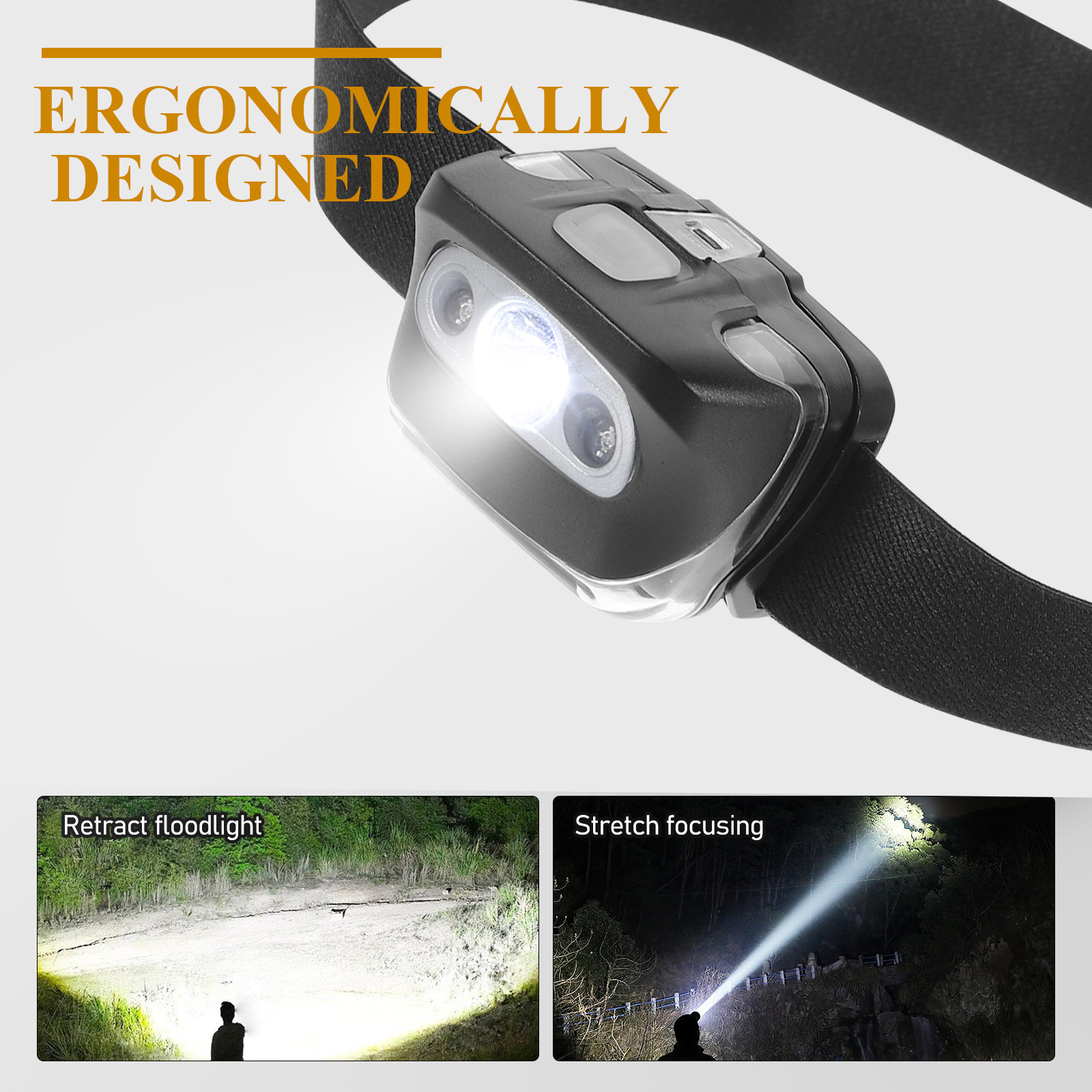 Outdoor Adventure Walks - مصباح رأس LED بـ 7 أوضاع،